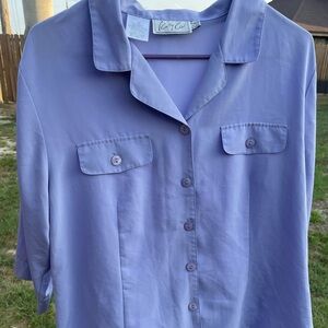 Vintage Kathy Che heather purple button up shirt